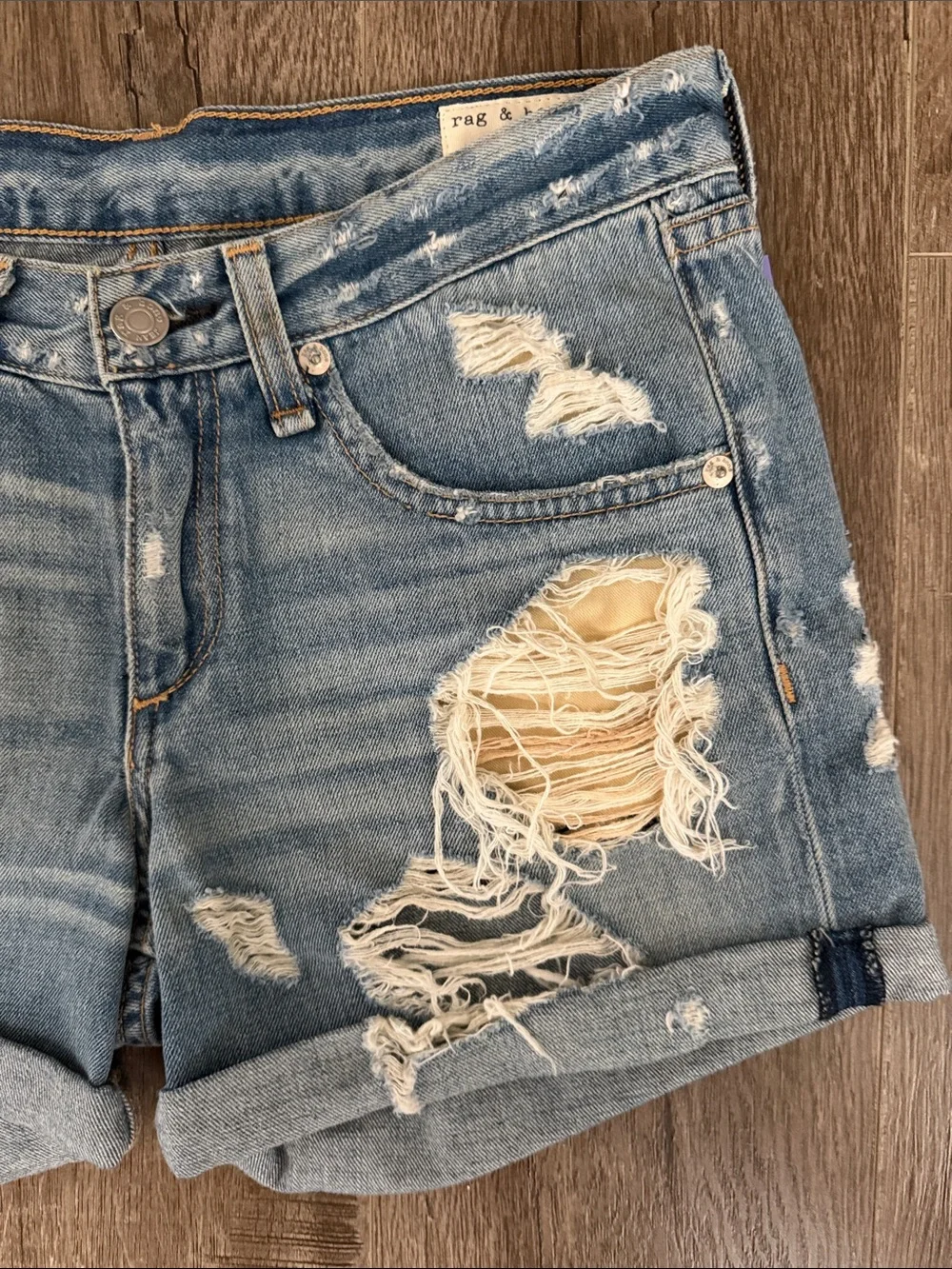 rag & bone distressed denim shorts